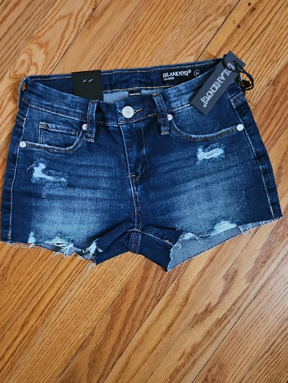 Blank NYC Indigo Distressed Cutoff Jean Shorts